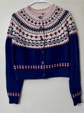 NWT dRA Los Angeles Fair Isle Cropped Cardigan Sweater S